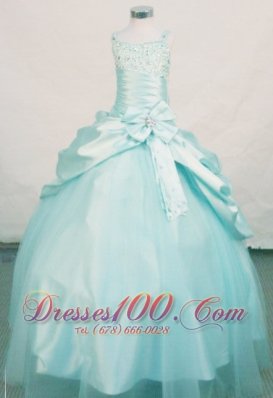 Beading Elegant Ball Gown Straps Floor-length Apple Green Beading Little Girl Pageant Dresses  Pageant Dresses